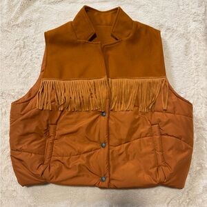 Women's 2 Fly Co. Burnt Orange Fringe Vest, Size Large, Excellent Condition!